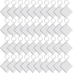 Duufin 120-teiliges quadratisches Sublimations-Schlüsselanhänger-Set mit 40 doppelseitigen Wärmeübertragungs-Schlüsselanhängern, MDF-Rohlingen, 40 Schlüsselringen und 40 Kunststoff-Halteclips für von Duufin