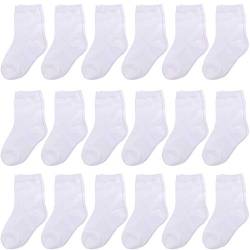 Duufin 18 Paar Kinder Socken Baby Socken Kleinkindsocken Baumwolle Söckchen Jungen Socken, Weiß, 2-4 Jahre von Duufin