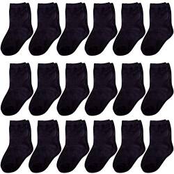 Duufin 18 Paar Kinder Socken Baby Socken Kleinkindsocken Baumwolle Söckchen Jungen Socken für Jungen und Mädchen, Schwarz, 1-2 Jahre von Duufin