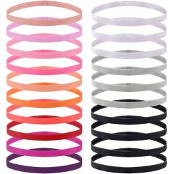 Duufin 20 Stück rutschfeste elastische Sport-Stirnbänder, bunt, Workout-Stirnband, dünne elastische Stirnbänder für Damen, Herren, Mädchen, 13 Farben von Duufin