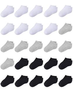 Duufin 25 Paar Baby Socken Babysöckchen Baumwolle für Baby Jungen und Mädchen (2-4 Jahre, Schwarz, Weiß, Grau) von Duufin