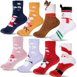 Duufin 8 Paar Weihnachten Socken Weihnachtssocken Festlicher Socken Warm Christmas Socks Lustigem Socken für Frauen und Mädchen von Duufin