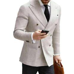 Dvbfufv Herren Zweireihiger Blazer Mantel Hochzeit Bräutigam Revers Anzug Mantel Casual Blazer Bräutigam Kleid, beige, L von Dvbfufv