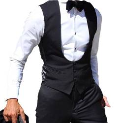 Dvbfufv Männer Weste Für Hochzeit Slim Fit Anzug Weste Einfarbig Männlichen Mode Mantel Black M (EU48 or US38) von Dvbfufv