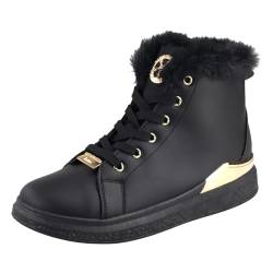 Dvina TREND Damen Winter Sneakers High - Warm gefütterte Freizeitschuhe und Stiefeletten für kalte Tage - Modische Boots für Frauen - 3007 Schwarz *1 EU 39 von Dvina