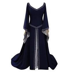 Damen Retro Mittelalter Trompetenärmel Kleider Mittelalterlich Viktorianisch Renaissance Vintage Cosplay Kleider Gothic Kleid für Karneval, Halloween, Partys, Prinzessin von Dwevkeful