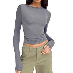 Dwevkeful Damen Y2K Eng Crop Pullover Langarmshirt Herbst Winter Langarm Rundhals Slim Fit Kurz Shirt Crop Top Langarmhemd Sweatshirt Oberteile Blus von Dwevkeful