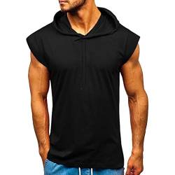 Tank Top Herren Sport Fitness Muskelshirts Gym Sport Shirt Sommer Workout Kapuzenpullover Slim Fit T-Shirts Ärmellose Hoodie Männer Fitness Training Unterhemd Achselshirt,ljn-2$Schwarz,XXL von Dwevkeful