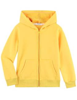 Dybker Jungen Mädchen Hoodie Kapuzen-Sweatshirts Solid Fleece Hoodies Klassisch Full Zipper Top Plüsch Baumwolle, Gelb, 7-8 Jahre, gelb, 7-8 Jahre von Dybker