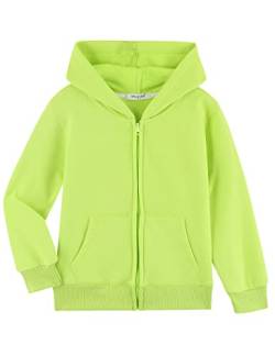 Dybker Jungen Mädchen Hoodies Kapuzenpullover Klassisch Solid Sport Pullover Top Leichte Serie Weiche Plüsch Baumwolle für 5-12 Jahre, grün, 134 von Dybker