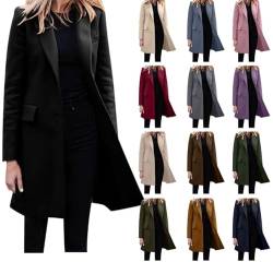 Damen Elegant Langarm Blazer Sakko Einfarbig Slim Fit Revers Geschäft Büro Jacke Kurz Mantel Anzüge Bolero mit Tasche XS-4XL Blazer Damen Black Friday Angebot 2023 Blitzangebote Des Tages Heute von Dyhxuan