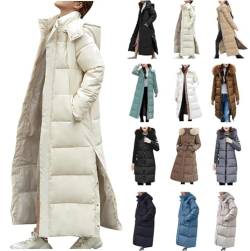 Dyhxuan Daunenjacke Damen Winter Winterjacke Lang Mantel Mode Einfarbige Übergangsjacke Warm Softshelljacke Langarm Steppjacke mit Kapuze Locker Pufferjacke Kapuzenjacke Jacken Teenager Mädchen Trend von Dyhxuan