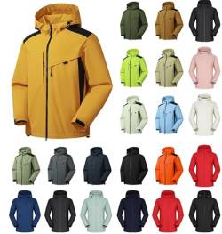 Dyhxuan Regenjacke Damen Wasserdicht Funktionsjacke mit Kapuze Lässig Einfarbige Regenjacke Softshelljacke Große Größen Leichte Übergangsjacke Herbst Winter Langarm Outdoorjacke Trekking Fahrrad von Dyhxuan