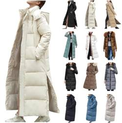 Dyhxuan Winterjacke Damen Winter Lang Daunenjacke Mantel Mode Einfarbige Warm Übergangsjacke Langarm Steppjacke mit Kapuze Locker Pufferjacke Kapuzenjacke Softshelljacke Jacken Teenager Mädchen Trend von Dyhxuan