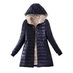 Fleecejacke Damen mit Kapuze Teddy Winterjacke Damen Vintage Einfarbige Übergangsjacke Langarm Softshelljacke Warm Gefüttert Fleece Kapuzenjacke Slim Fit Plüschjacke Wintermantel Funktionsjacke von Dyhxuan