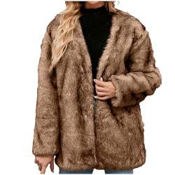 Kunstfell Mantel Damen Temperament Einfarbige Kunstpelze Mantel Langarm Cardigan Faux Pelzmantel Warm Fleecemantel Winterjacke Herbst Winter Übergangsjacke Pelzimitat-Mantel Pelzmantel Fellmantel von Dyhxuan