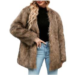 Kunstfell Mantel Damen Temperament Einfarbige Kunstpelze Mantel Langarm Cardigan Faux Pelzmantel Warm Fleecemantel Winterjacke Herbst Winter Übergangsjacke Pelzimitat-Mantel Pelzmantel Fellmantel von Dyhxuan