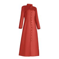 Mantel Damen Lang Cosplay Kaplansmantel Langarm Knöpfe Übergangsjacke Stehkragen Robe Jacke Vintage Einfarbige Outdoormantel Große Größen Übergangsmantel Herbst Winter Herbstmantel von Dyhxuan