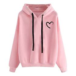 Sweatshirts für Damen Kapuzenpullover Kapuze Solid Hoodie Festliche Süß Sportshirt Lässig Mantel Wärmer Outdoor Jacken Schwarz Y2k Sweatshirtjacke Leicht Herzdruck Pulli Oversize Outwear von Dyhxuan