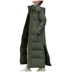 Winterjacke Damen Lang Daunenjacke mit Kapuze Einfarbige Pufferjacke Mantel Warm Gefütterte Steppjacke Langarm Übergangsjacke Locker Kapuzenjacke Softshelljacke Teenager Mädchen Wintermantel von Dyhxuan