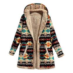 Winterjacke Mädchen Langarm Kapuze Teddy Fleecejacke Vintage Blumendruck Übergangsjacke Winter Warm Gefüttert Fleece Wintermantel Herbst Winter Plüschjacke Mantel Outdoorjacke Kapuzenjacke S-5XL von Dyhxuan