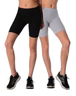 Dykmod Damen Radlerhose Kurze Leggings Shorts fur Frauen Sport Unterhose mf7 Schwarz+Grau 42 (XL) von Dykmod