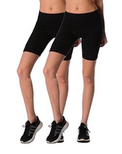 Dykmod Damen Radlerhose Kurze Leggings Shorts fur Frauen Sport Unterhose mf7 Schwarz x2 44 (XXL) von Dykmod