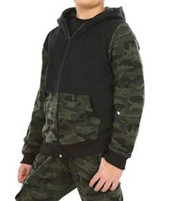 Dykmod Jungen Camouflage Hoodie Sweatjacke Pullover Kapuzenpullover Zip hk218 122 Camo Schwarz von Dykmod