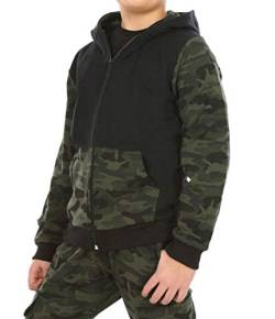 Dykmod Jungen Camouflage Hoodie Sweatjacke Pullover Kapuzenpullover Zip hk218 134 Camo Schwarz von Dykmod