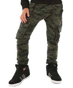 Dykmod Jungen Camouflage Hose Jogginghose mit Taschen, Khaki, 134 von Dykmod