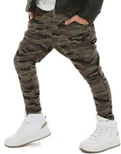 Dykmod Jungen Hose Camouflage Jogginghose Freizeithose Traininghose für Kinder Jungs mit Taschen hk21b Camouflage 158 von Dykmod