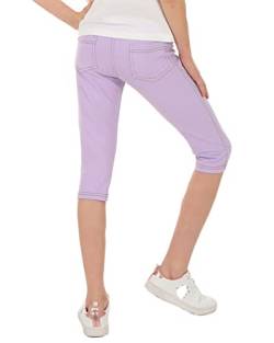 Dykmod Mädchen 3/4 Capri Leggings Hose Jeans-Optik Jeggings Treggings Kinder Sommer hk337 128 Lila von Dykmod