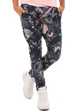 Dykmod Mädchen Hose Locker Muster Cargohose Blumen Camouflage hk289 134 Blumen Blau von Dykmod