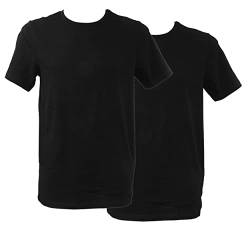 Herren T-Shirt Basic 2er Pack Bio Baumwolle Kurzarm Shirt Rundhals Doppelpack (Schwarz, S) von Dynamic24