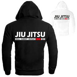 Dynamix Athletics Hoodie Jiu Jitsu Submit - BJJ Kampfsport Grappling Kapuzenpullover Hoody Sweater Sweatshirt mit Kapuze für Herren (as3, Alpha, x_l, Regular, Regular, Weiß) von Dynamix Athletics