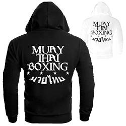 Dynamix Athletics Hoodie Muay Thai Boxing - Kampfsport Thaiboxen Kapuzenpullover Hoody Sweater Sweatshirt mit Kapuze für Herren (as3, Alpha, l, Regular, Regular, Schwarz) von Dynamix Athletics