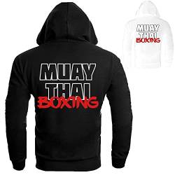 Dynamix Athletics Hoodie Muay Thai Life - Kampfsport Thaiboxen Kapuzenpullover Hoody Sweater Sweatshirt mit Kapuze für Herren (as3, Alpha, xx_l, Regular, Regular, Schwarz) von Dynamix Athletics