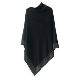 Dzhzuj Shiny Women's Wool Rhinestone Shawls Shawls for Women Lightweight Shawls and Wraps for Evening Dresses,Ladies Irregular Loose Knitted Scarf Poncho Sweater (XX-Large,Black) von Dzhzuj