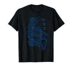 Japanese Blue Dragon Kanji Aesthetic Grunge Clothing T-Shirt von E-Boy E-Girl Aesthetic Grunge