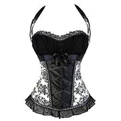 E-girl Damen Push-up Vollbrust Korsett Korsage Schnüren Kunststoff entbeint Weiß Neckholder Shapewear Corsage,Größe 42-44,E8151 von E-girl