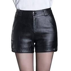 E-girl EF520 Damen Große Größe Hohe Taille Kunstleder Shorts Leder Kurze Hose,Schwarz,M von E-girl