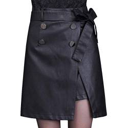 E-girl FS7970 Damen Kunstleder Rock Große Größe A-Linie Mini Röcke Leder Rock,Schwarz,4XL von E-girl