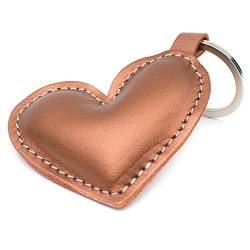 E&A Leder Schlüsselanhänger Herz Kupfer schönes Geschenk für Lieblingsmensch Hochzeit Valentinstag Jubiläum Geburtstag Handarbeit von E&A Home