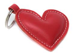 E&A Leder Schlüsselanhänger Herz Rot schönes Geschenk für Lieblingsmensch Hochzeit Valentinstag Jubiläum Geburtstag (5 cm) Handarbeit von E&A Home