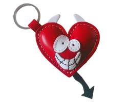 E&A Leder Schlüsselanhänger Teufel Herz schönes Geschenk für Lieblingsmensch Hochzeit Valentinstag Jubiläum von E&A Home