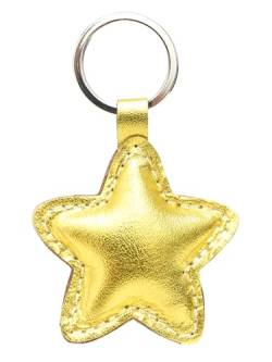 Leder Schlüsselanhänger Stern Star Gold schönes Geschenk für Lieblingsmensch Hochzeit Valentinstag Jubiläum Geburtstag Handarbeit (5, Gold) von E&A Home