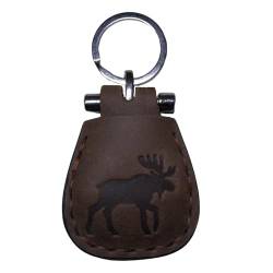 Schlüsselanhänger Braun einem schönen Falke und Hirschmotiv Abdruck dekoriert Handgemacht aus Leder mit Geschenk für Lieblingsmensch Jäger, Jagd Geschenkideen (1, Braun Elch) von E&A Home