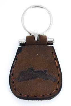 Schlüsselanhänger Braun einem schönen Hase motiv Abdruck dekoriert Handgemacht aus Leder mit Geschenk für Lieblingsmensch Jäger, Jagd Geschenkideen (1, Braun Hase) von E&A Home