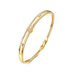 Armband Gold Frauen, E Jewelry 18K Gold Plattiert Sterne 3A Zirkonia für Frauen Armkette Armreif Armbänder Damen von E