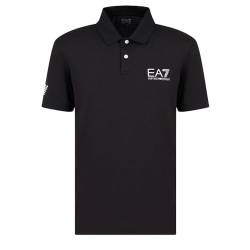 EA7 Armani P24 Tennis-Poloshirt aus schwarzem technischen Stoff, Schwarz , 56 von EA7